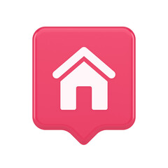 Main internet page button homepage house with roof navigation cyberspace interface 3d speech bubble icon