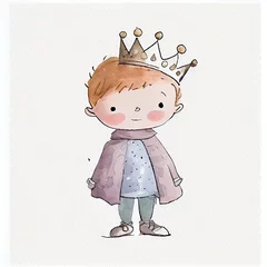 Foto op Plexiglas Watercolor illustration of a cute prince. Generative ai © Julian