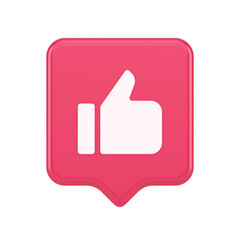 Like thumb up approve rating button confirmation cool website networking 3d realistic speech bubble icon