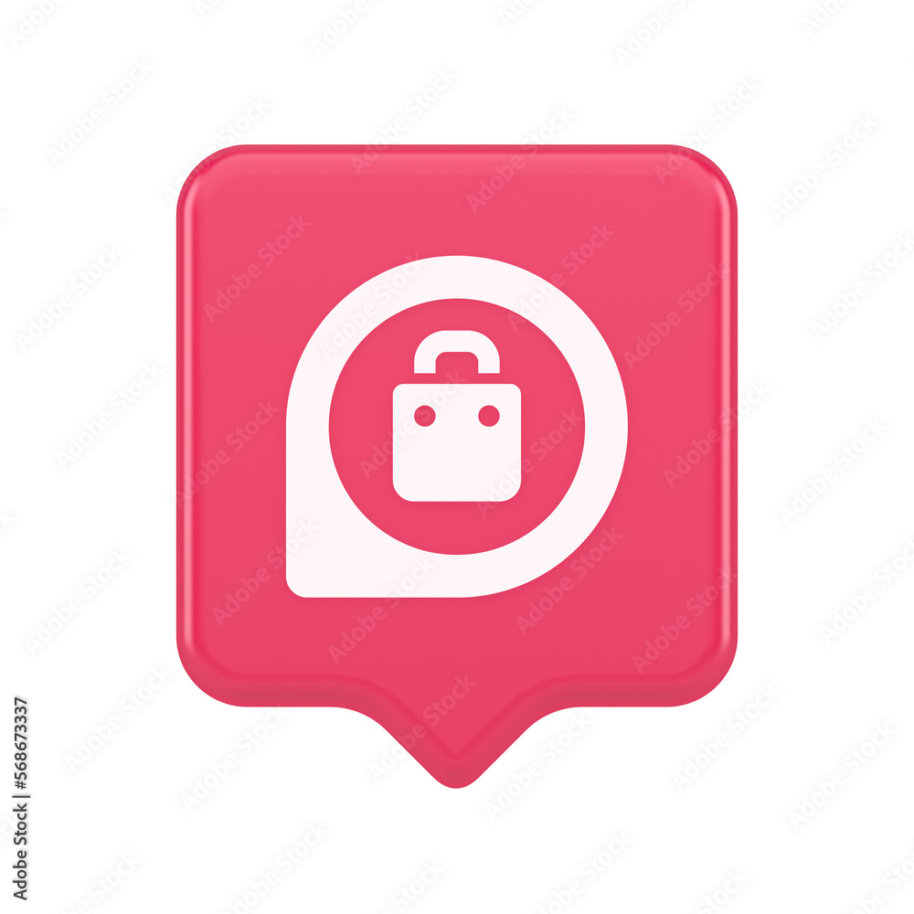 Poster shopping bag map pin pointer address navigation button store market location 3d speech bubble icon