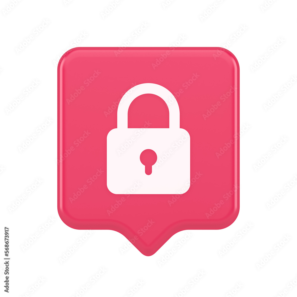 Poster padlock locking web access button password security protection safe encryption 3d speech bubble icon