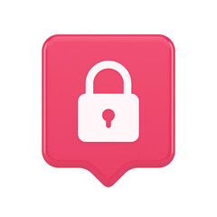 Padlock locking web access button password security protection safe encryption 3d speech bubble icon