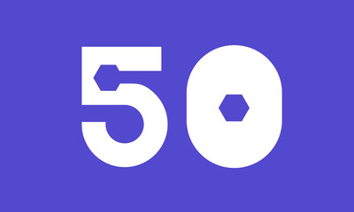 Number Blue Tech Modern Hexagon Logo