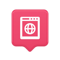 Internet browser global wireless connection button cyberspace virtual networking 3d speech bubble icon