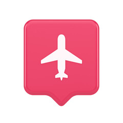 Airplane online check in button digital service passenger registration 3d realistic speech bubble icon