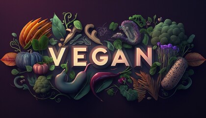 Obraz na płótnie Canvas Vegan background graphics resource with text generative ai