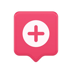 Plus add button mathematical addition symbol 3d realistic speech bubble icon