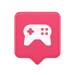 Gamepad controller virtual gaming connect button joystick joypad web app 3d realistic speech bubble icon