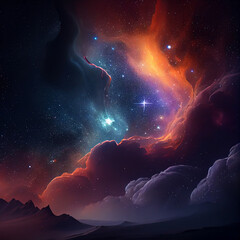 Fototapeta na wymiar Wallpaper of cosmic nebula. Generative ai