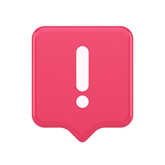 Exclamation mark keyboard button important attention point cyberspace communication 3d speech bubble icon