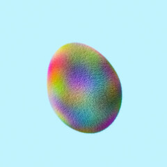 Rainbow abstract fluffy egg on blue background