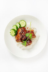 rice with ribs and zucchini