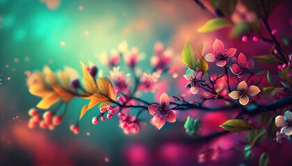 Obraz na płótnie Canvas Cherry Blossom day background illustration spring blooming generatie ai