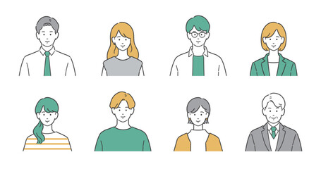 ビジネスパーソン上半身アバターセット