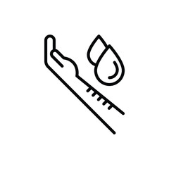 Allergy test thin line icon: dripping allergens on forearm. Skin prick test. Modern vector illustration.