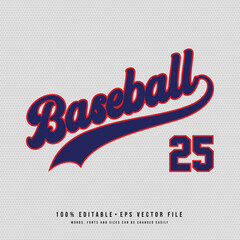Baseball jersey vector editable text effect