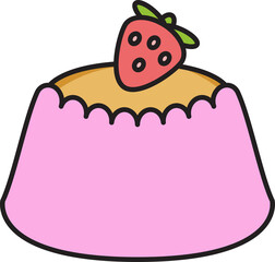 Savarin Cake with Strawberry Illustration
