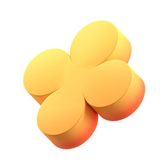 Flat flower 3D abstract shape with gradient color texture
