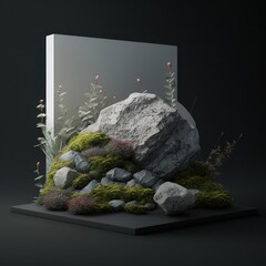 Breathtaking tundra rock garden, minimalist mockup for podium display or showcase AI generation