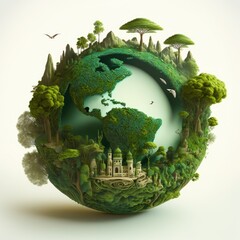 Green Planet Earth sSymbol of sustainable development and renewable energy. AI