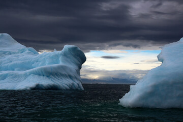 Icebergs in Disko Bay, Arctic, Greenland, Denmark