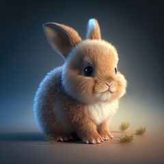 Cute rabbit, fluffy bunny.Generated AI