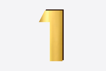 golden number one simple isolated over white background