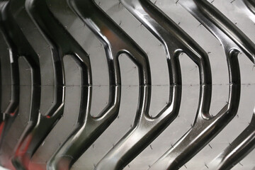 Tread tire of a tractor. Harvester close-up
