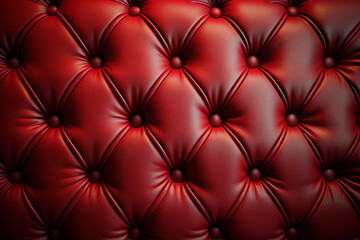 Fototapeta premium Stylish Red Leather Sofa Texture with Button Background - A Generative AI Design