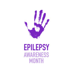Epilepsy Awareness Month. Purple print of a human hand. Stylish postcard, poster, banner, etc. Vector illustration