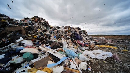 Garbage landfill near a big city.