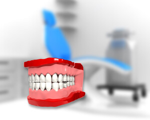 Fototapeta na wymiar Human tooth anatomy on dental background. 3d illustration.