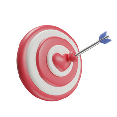 love dart on a heart board icon 3d render illustration for valentine's Day.