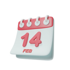 calendar valentine's Day icon 3d render illustration.