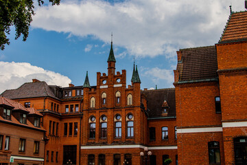 old historic brick Teutonic building town hall in lebork poland