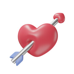 heart-shaped push pin icon 3d render illustration for valentine's Day.