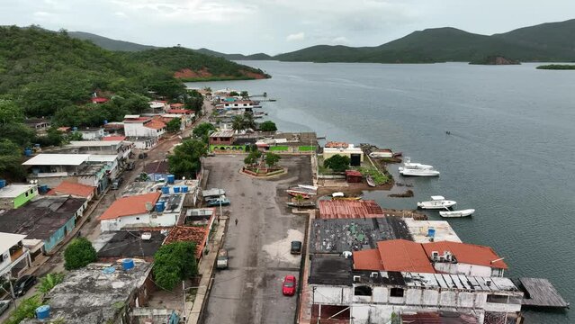 Drone view of small town of Mochima in Mochima National Park, Venezuela.