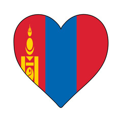 Mongolia Heart Shape Flag. Love Mongolia. Visit Mongolia. Asia. Vector Illustration Graphic Design.