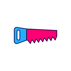 Filled outline Hand saw icon isolated on white background. Vector