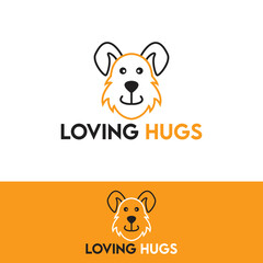 Loving Hugs, dog logo, pet, minimalist and amazing business logo.