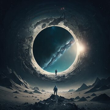 An astronaut experiencing the space time dimensions of interstellar travel. Generative AI
