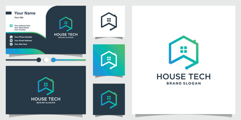 House logo design with creative technology concept