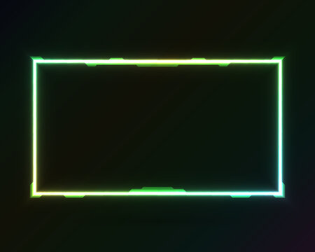 Futuristic Neon Gui Stream Overlay Screen Border Frame With Glow Effect