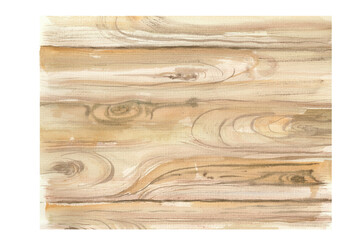 Watercolor Wood Board Horizontal Shabby Texture. Wooden Color Vintage Watercolor Background. Closeup. Copy Space.