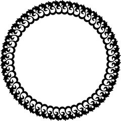 Round frame. Circle Ornamental decorative frame with floral element
