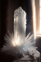 Bright and Clean Selenite Crystal Photography. Generative AI