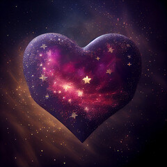 Heart-shaped constellation glows with starlight, mesmerizing vastness of universe, heart made of stars shines brightly. Symbol of love, hope, and beauty of cosmos. Valentine day, zodiac, astrology