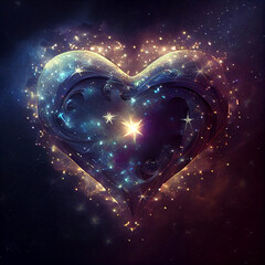 Majestic heart formed by stars and stardust symbolizes love, hope, and wonder of cosmos. heart-shaped cluster of stars glows in space creating a mesmerizing sight. Love, zodiac, astronomy or dating