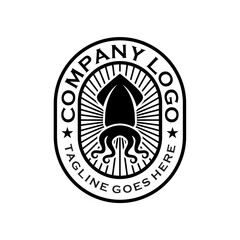 Vintage squid logo vector, Octopus logo template