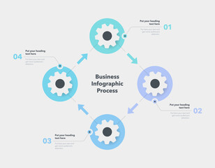Business infographic process with four steps. Easy to use for your website or presentation.